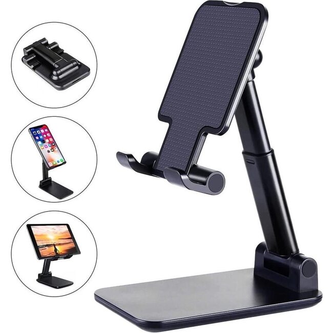 Telefoon en Tablet Houder - Ergonomisch design - Smartphone standaard voor Bureau of Tafel - Opvouwbaar en Verstelbaar - Roze