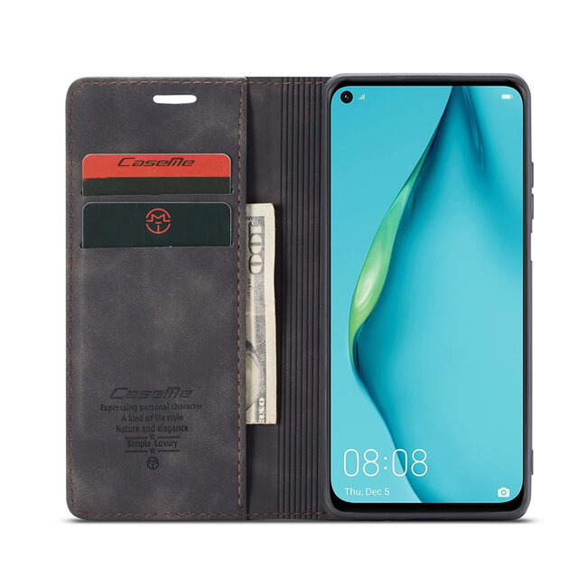 CaseMe - Hoesje geschikt voor Huawei P40 Lite - Wallet Book Case - Magneetsluiting - Zwart
