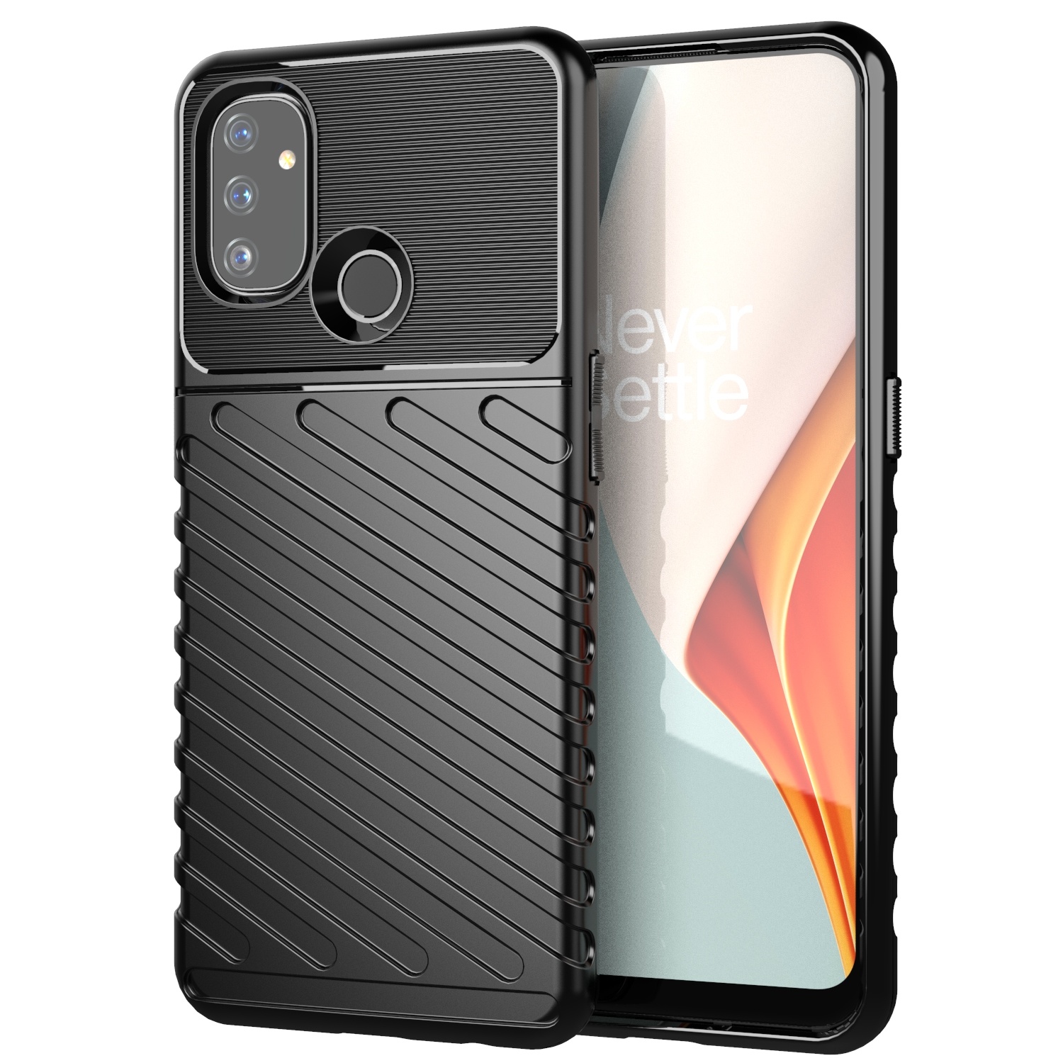 Hoesje voor OnePlus Nord N100 - Schokbestendige Soft TPU Back Cover - Zwart afbeelding