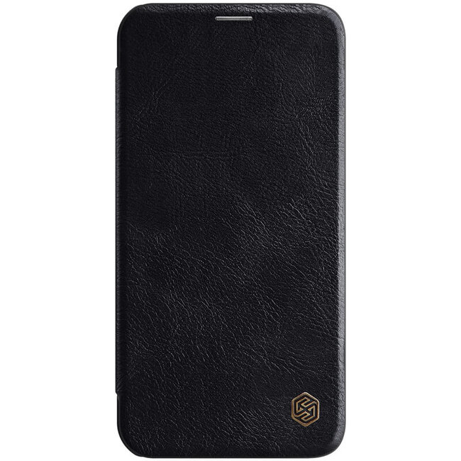 Apple Hoesje geschikt voor iPhone 12 Pro Max - Qin Leather Case - Flip Cover- Zwart