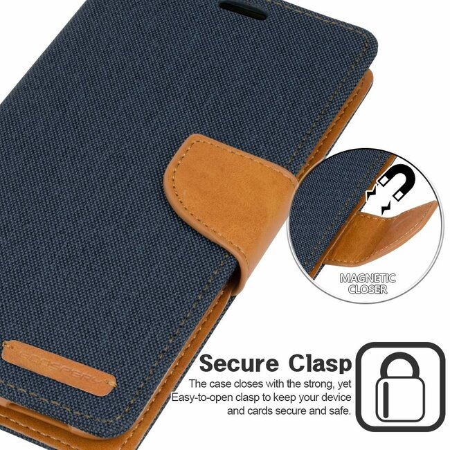 Hoesje geschikt voor Samsung Galaxy J4 - mercury canvas diary wallet case - donker blauw