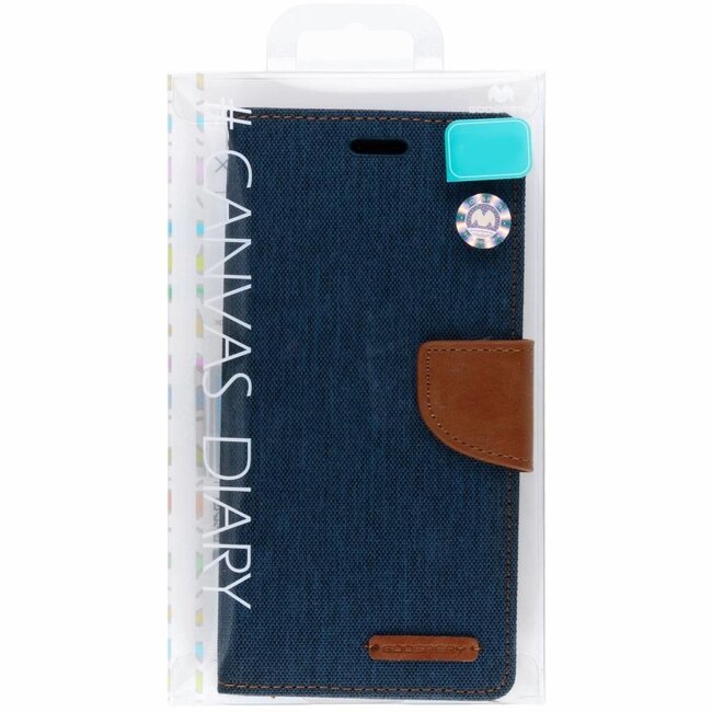 Hoesje geschikt voor Samsung Galaxy J4 - mercury canvas diary wallet case - donker blauw