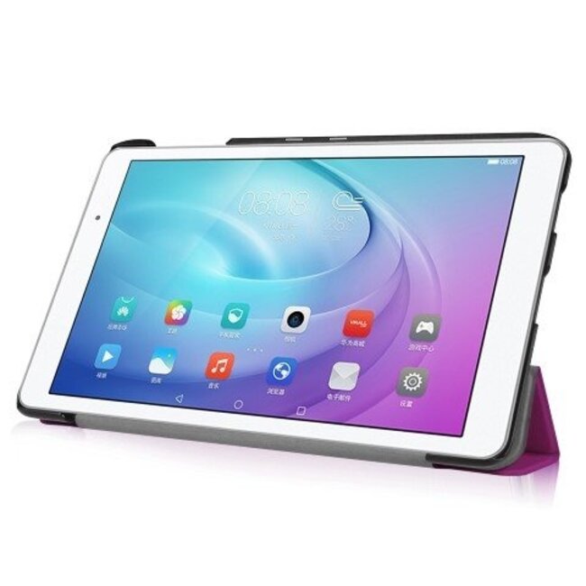 Tablet hoes geschikt voor Huawei MediaPad T2 10.0 Tri-Fold Book Case Paars