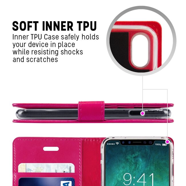 Hoesje geschikt voor iPhone XR - Blue Moon Diary Wallet Case  - Roze