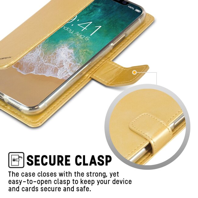 Hoesje geschikt voor Samsung Galaxy A8 Plus (2018) hoes - Blue Moon Diary Wallet Case - Goud