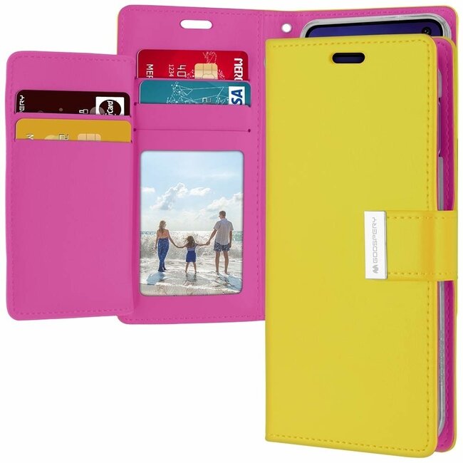Hoesje geschikt voor iPhone 12 Pro Max - Goospery Rich Diary Case  - Hoesje met Pasjeshouder - Geel