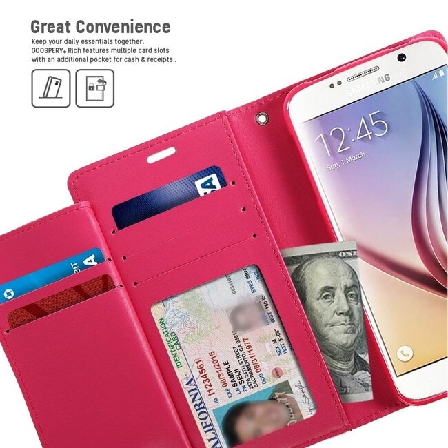 Hoesje geschikt voor iPhone 12 Pro Max - Goospery Rich Diary Case  - Hoesje met Pasjeshouder - Geel