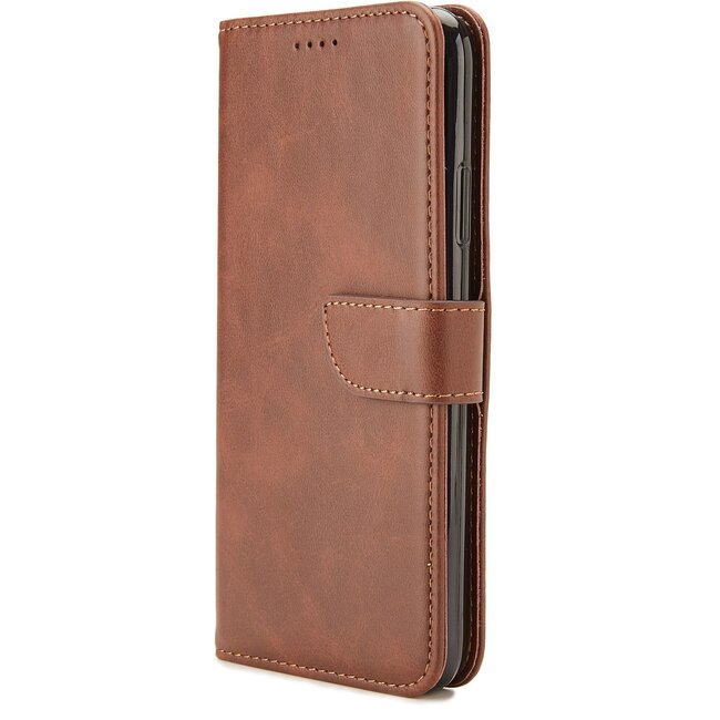 Case2go - Hoesje geschikt voor Samsung Galaxy A71 5G - Wallet Book Case -  Ruimte voor 3 pasjes - Donker Bruin