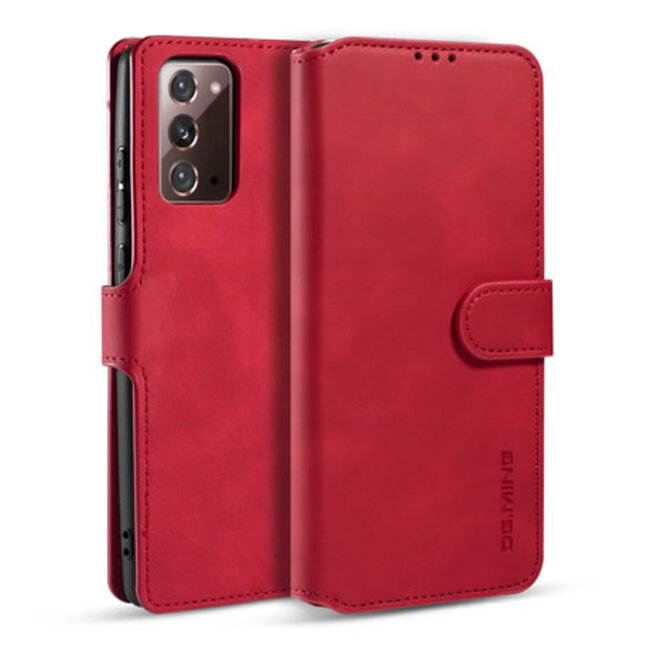 caseme - Hoesje geschikt voor Samsung Galaxy Note 20 - met magnetische sluiting - ming serie - leren book case - rood