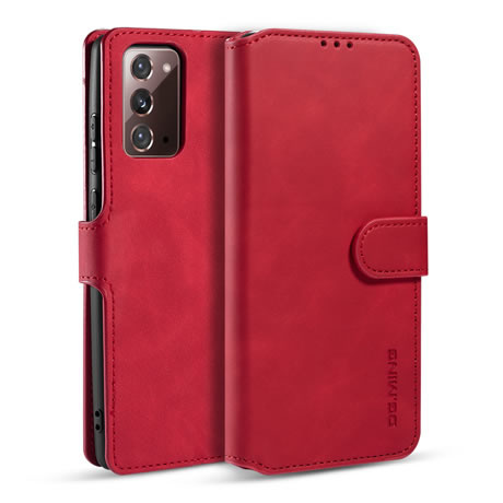 caseme - Hoesje geschikt voor Samsung Galaxy Note 20 - met magnetische sluiting - ming serie - leren book case - rood afbeelding