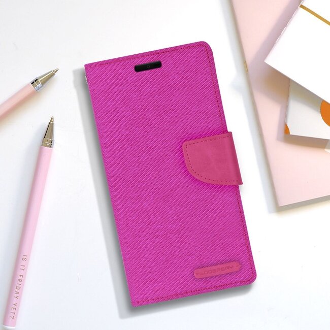 Hoesje geschikt voor Samsung Galaxy A10 - mercury canvas diary wallet case - roze