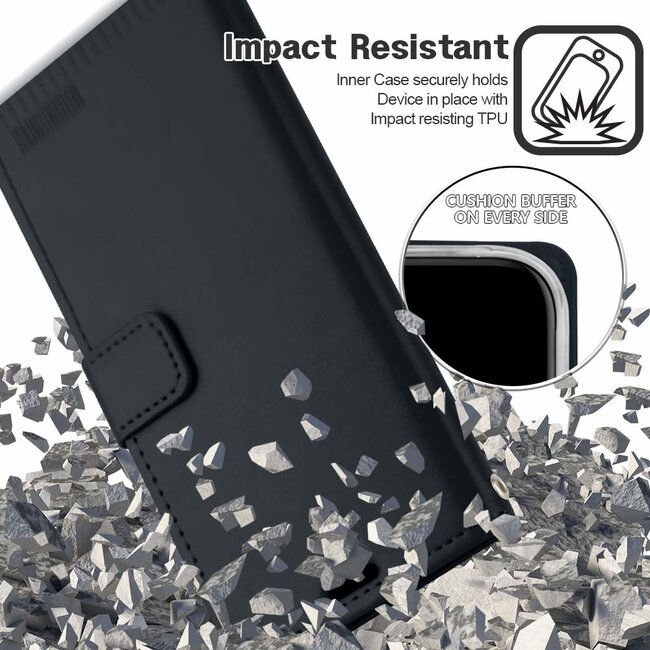 Telefoonhoesje geschikt voor Apple iPhone 13 Mini - Blue Moon Diary Wallet Case - Zwart