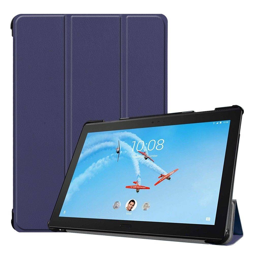 Tablet hoes geschikt voor Lenovo Tab P10 - Tri-fold Book Case - Donker Blauw afbeelding