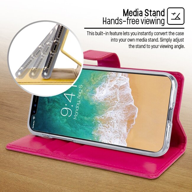 Hoesje geschikt voor Samsung Galaxy S10e - blue moon diary wallet case - roze