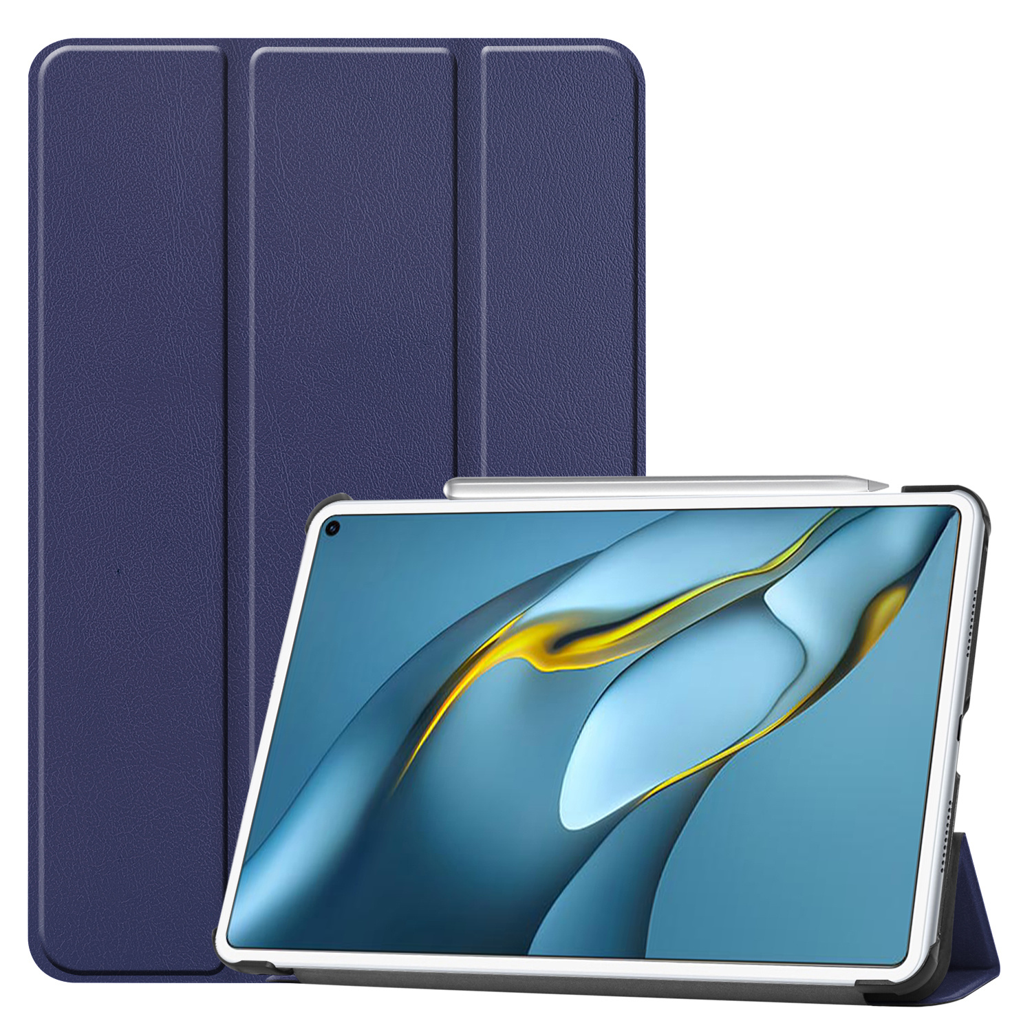 Tablet hoes geschikt voor Huawei MatePad Pro 10.8 (2021)- Tri-Fold Book Case - Donker Blauw afbeelding