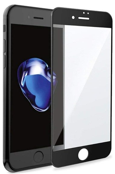 Screenprotector geschikt voor iPhone 7 Plus - Full Cover Screenprotector - Gehard Glas - Zwart afbeelding