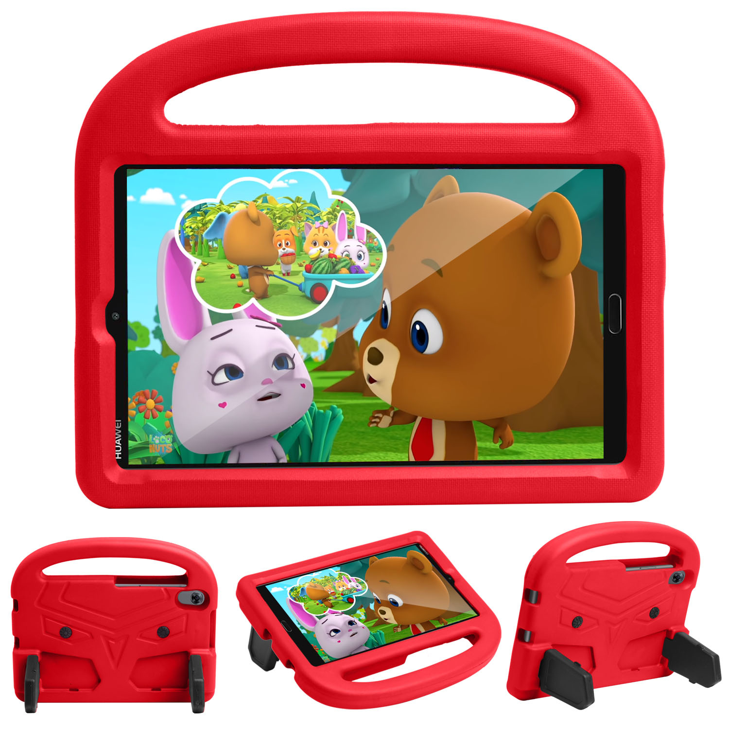 Case2go - Hoes geschikt voor Huawei Mediapad M5 / M6 - 8.4 inch - Schokbestendige case met handvat - Sparrow Kids Cover - Rood afbeelding