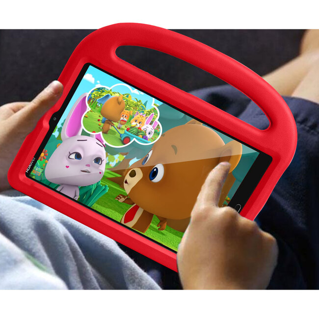 Case2go - Hoes geschikt voor Huawei Mediapad M5 / M6 - 8.4 inch - Schokbestendige case met handvat - Sparrow Kids Cover - Rood