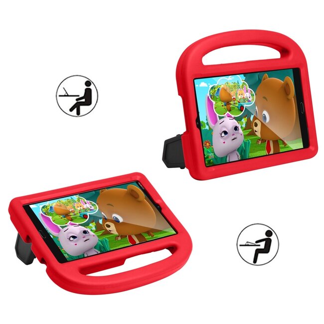 Case2go - Hoes geschikt voor Huawei Mediapad M5 / M6 - 8.4 inch - Schokbestendige case met handvat - Sparrow Kids Cover - Rood