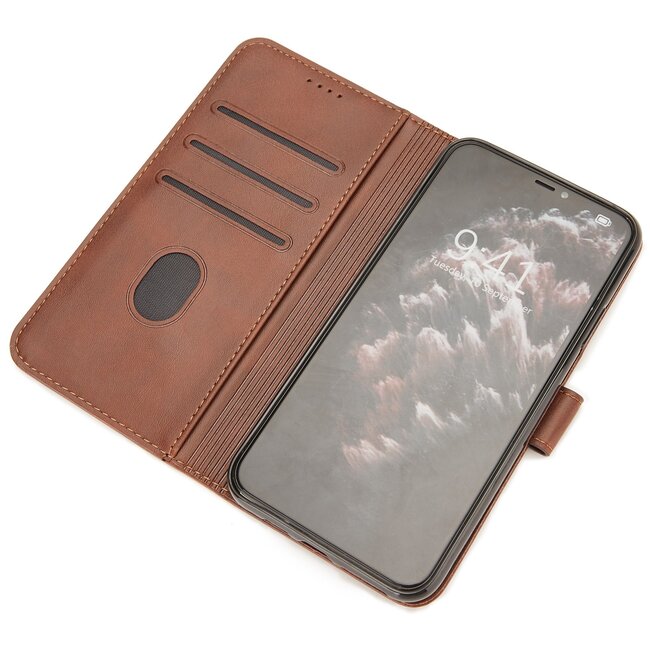 Case2go - Hoesje geschikt voor Huawei P40 - Wallet Book Case -  Ruimte voor 3 pasjes - Donker Bruin