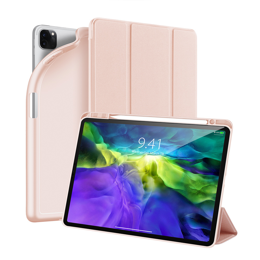 Apple Tablet hoes geschikt voor iPad Pro 12.9 (2020) - Dux Ducis Osom Tri-Fold Book Case Series - Roze afbeelding