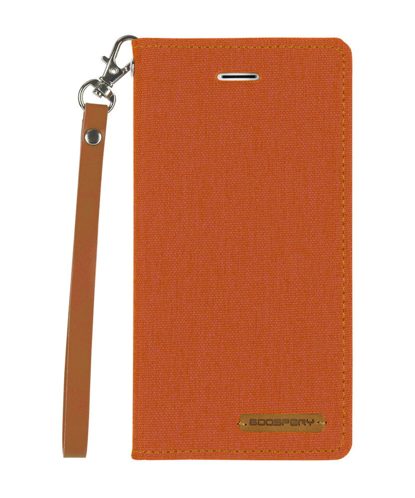 Hoesje geschikt voor iPhone XS Max - Mercury Canvas Flip Wallet Case - Oranje afbeelding
