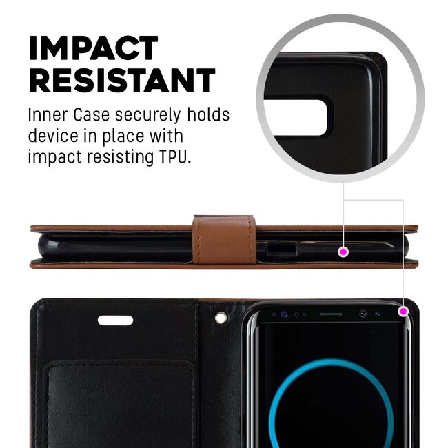 Hoesje geschikt voor iPhone XR Wallet Case - Goospery Rich Diary - Bruin