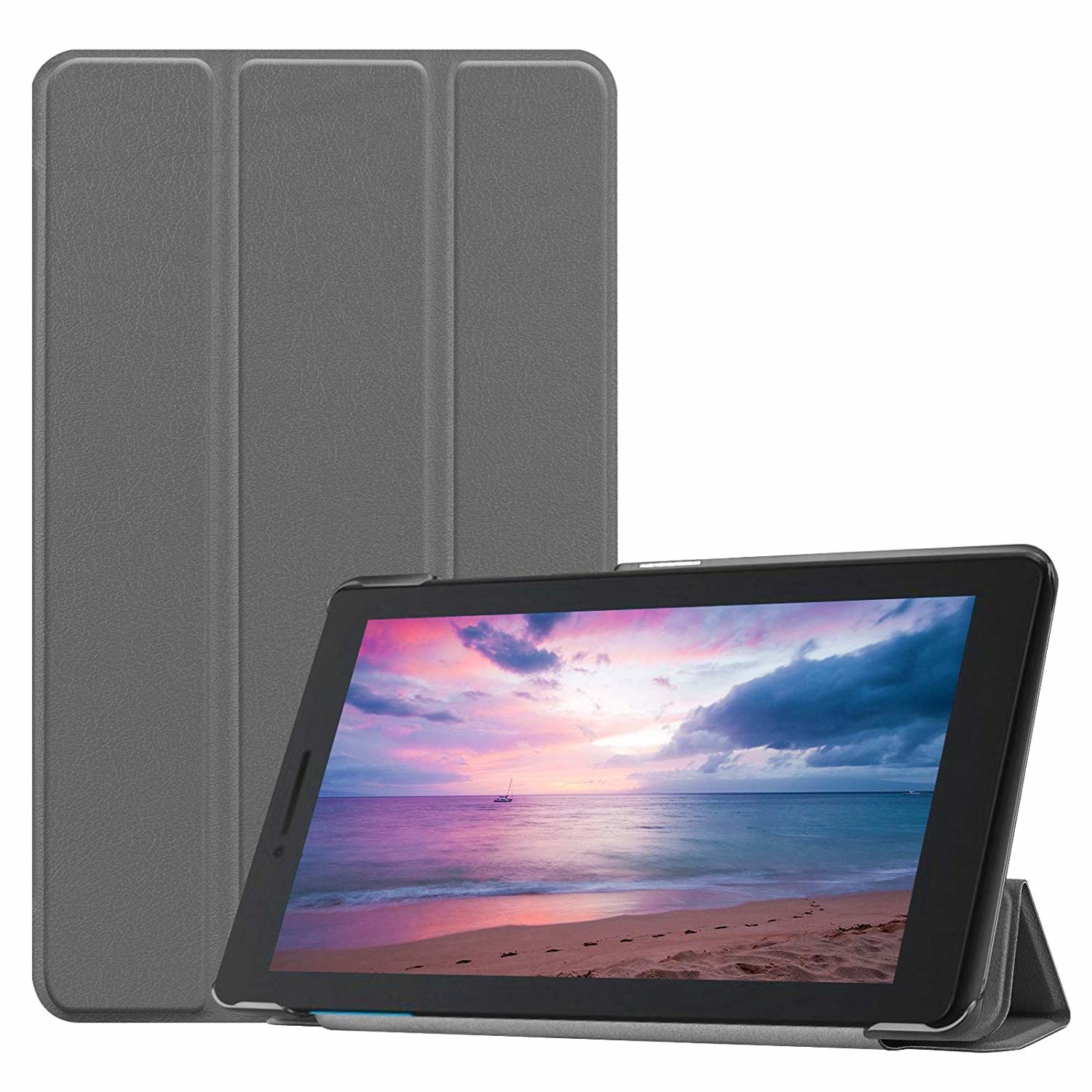 Tablet hoes geschikt voor Lenovo Tab E8 hoes (TB-8304F) - Tri-Fold Book Case - Grijs afbeelding