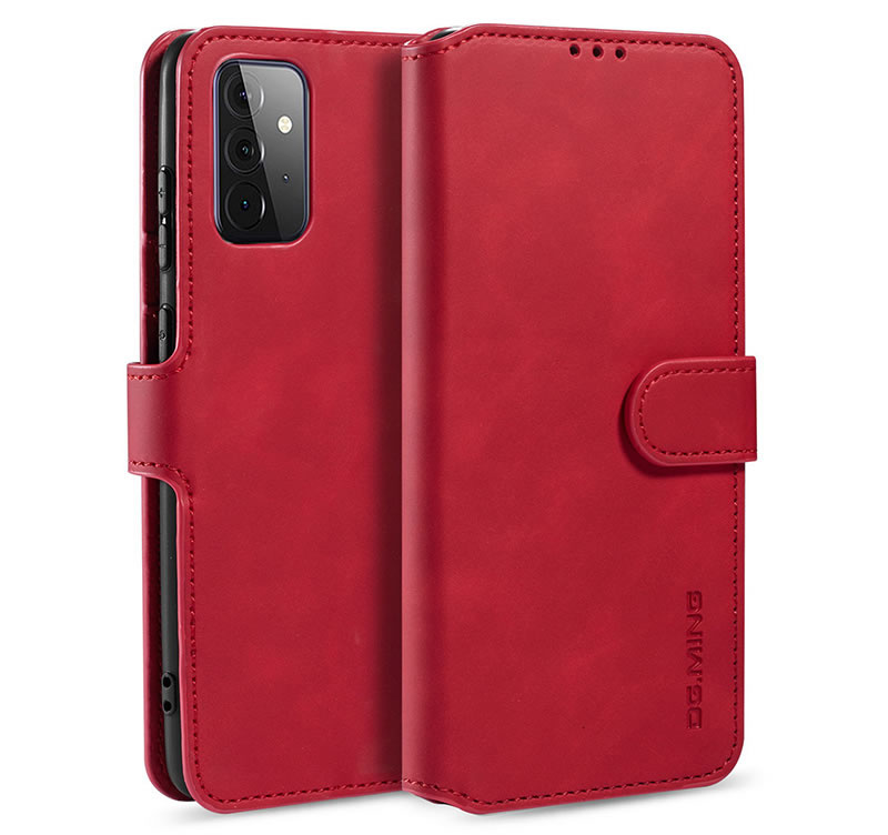 caseme - Hoesje geschikt voor Samsung Galaxy A72 - met magnetische sluiting - ming serie - leren book case - rood afbeelding