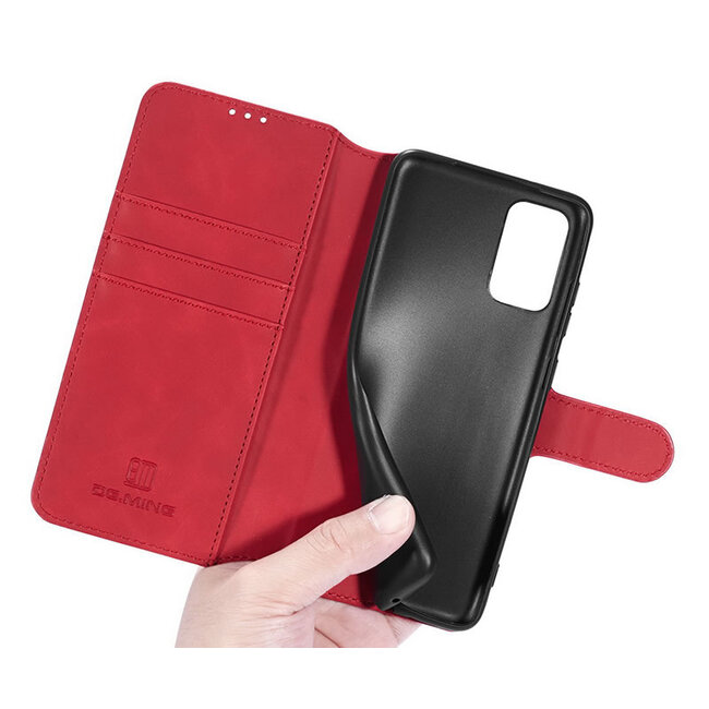 caseme - Hoesje geschikt voor Samsung Galaxy A72 - met magnetische sluiting - ming serie - leren book case - rood