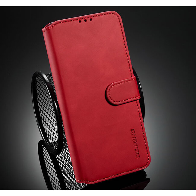 caseme - Hoesje geschikt voor Samsung Galaxy A72 - met magnetische sluiting - ming serie - leren book case - rood