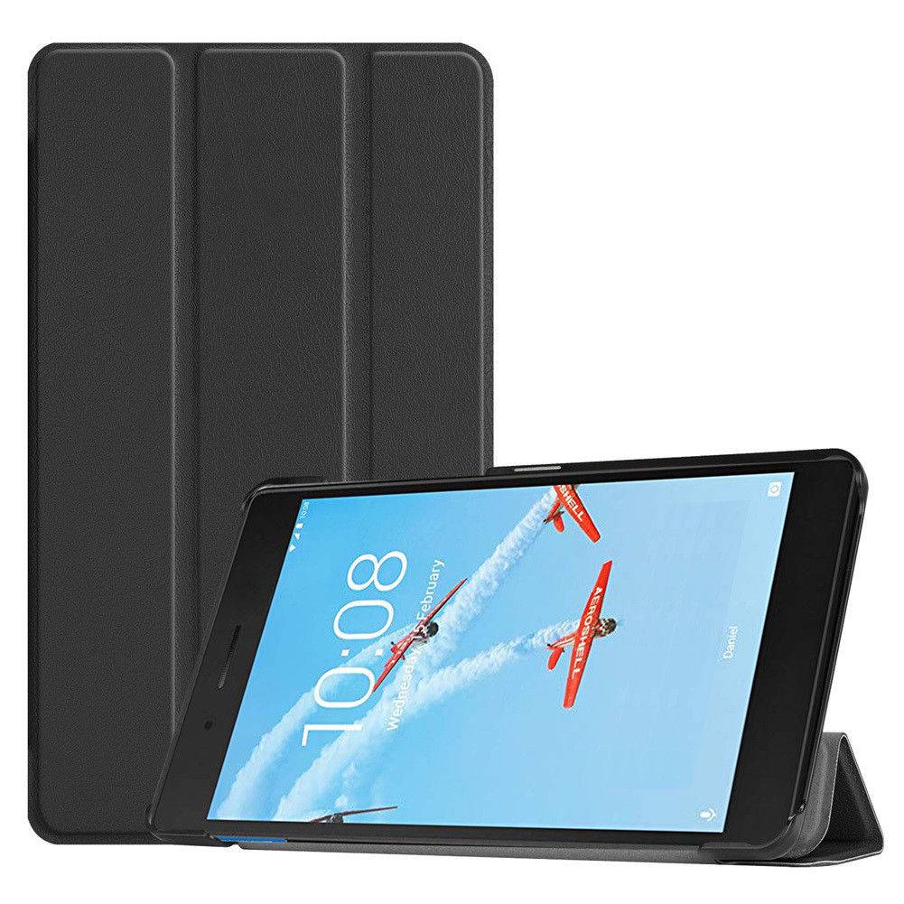 Tablet hoes geschikt voor Lenovo Tab E7 hoes - Tri-Fold Book Case - Zwart afbeelding