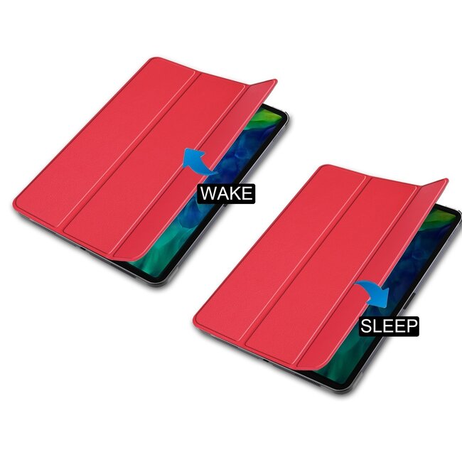 Tablet hoes voor Apple iPad Pro 2021 / 2020 tri-fold hoes - Case met Auto Wake/Sleep functie - Rood