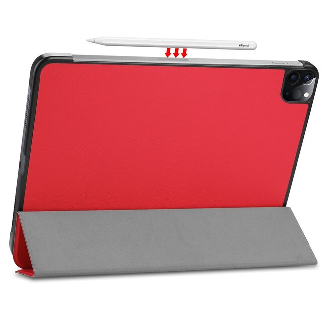 Tablet hoes voor Apple iPad Pro 2021 / 2020 tri-fold hoes - Case met Auto Wake/Sleep functie - Rood