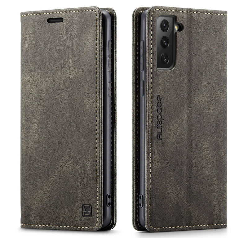 AutSpace - Samsung Galaxy S21 Ultra hoesje - Wallet Book Case - Magneetsluiting - met RFID bescherming - Bruin afbeelding