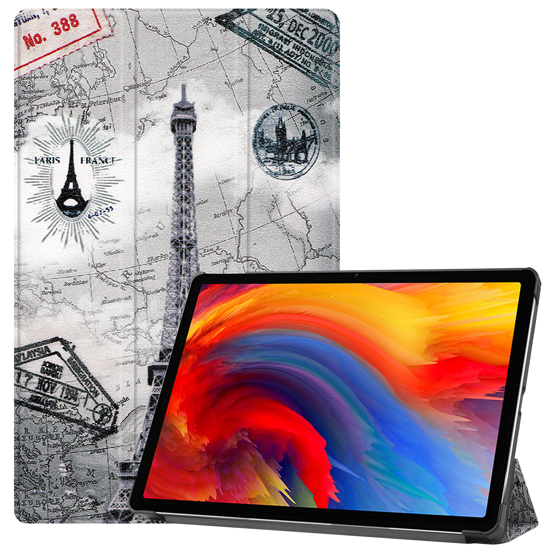 Tablet hoes geschikt voor Lenovo Tab P11 Plus (11 inch) - Tri-Fold Book Case - Eiffeltoren afbeelding