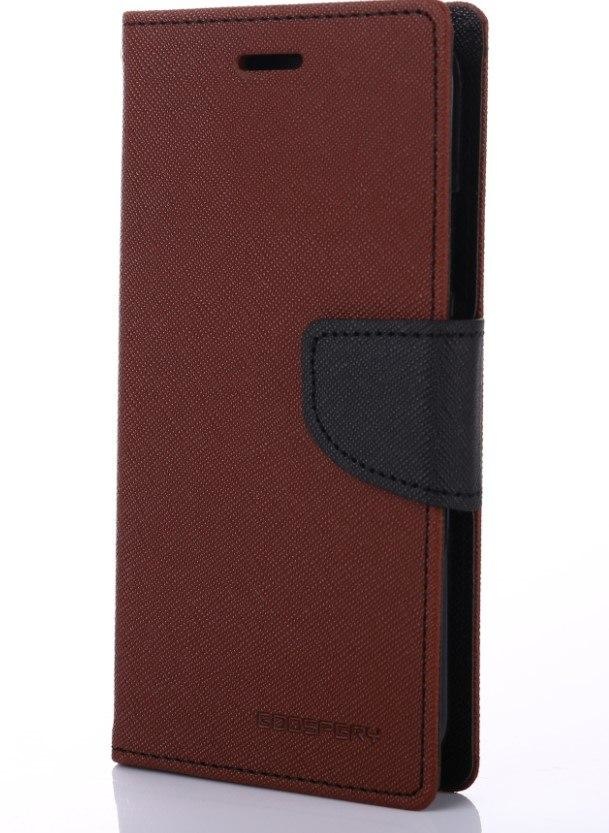 Telefoonhoesje geschikt voor Apple iPhone 13 Mini - Mercury Fancy Diary Wallet Case - Hoesje met Pasjeshouder - Bruin/Zwart afbeelding