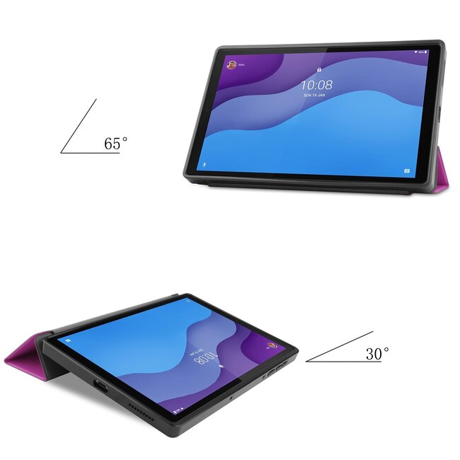 Tablet hoes geschikt voor Lenovo Tab M10 - 10.1 inch - TB-X306f - Book Case met TPU cover - Paars