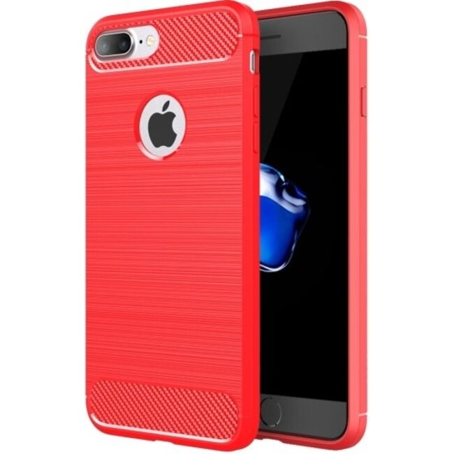 Geborstelde TPU Cover geschikt voor iPhone 7 / iPhone 8 - Rood