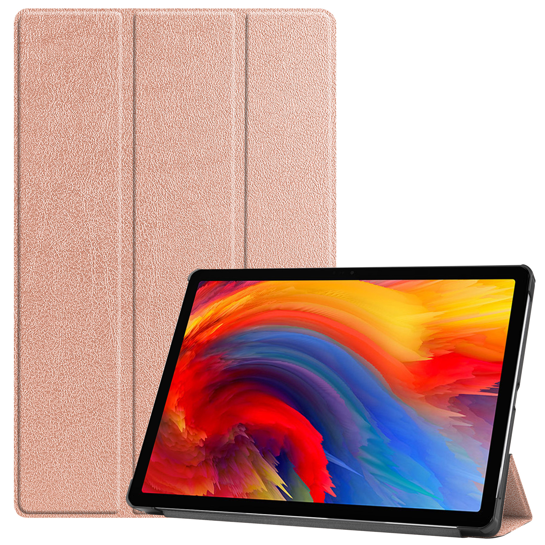Tablet hoes geschikt voor Lenovo Tab P11 Plus (11 inch) - Tri-Fold Book Case - RosÃ©-Goud afbeelding