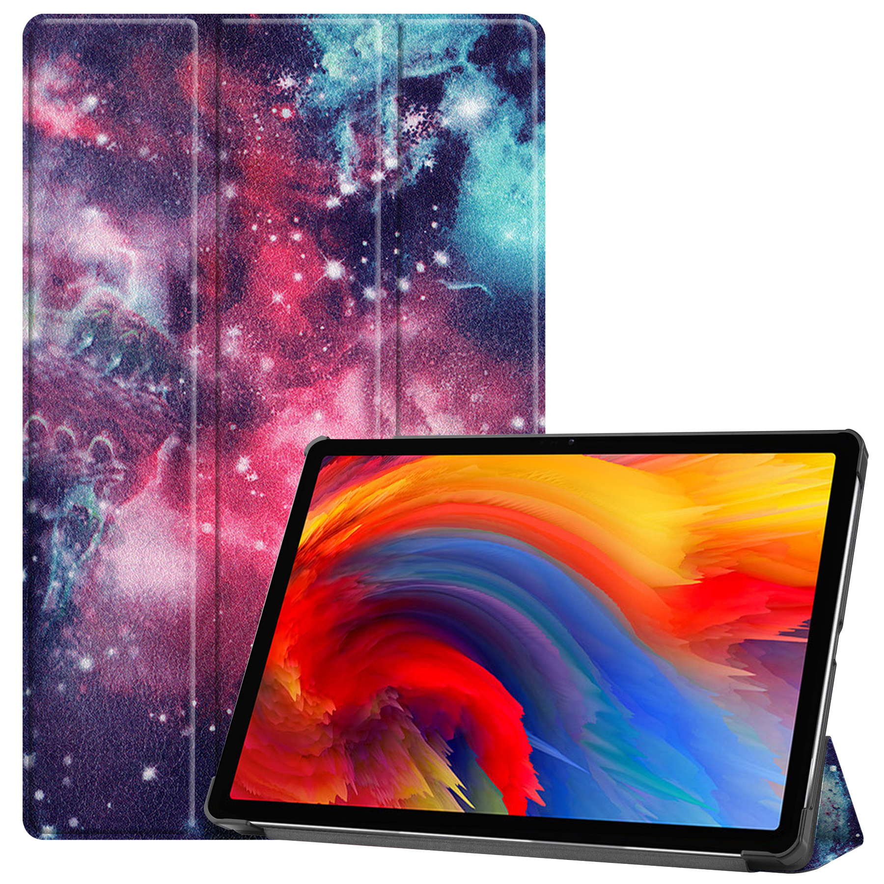 Tablet hoes geschikt voor Lenovo Tab P11 Plus (11 inch) - Tri-Fold Book Case - Galaxy afbeelding