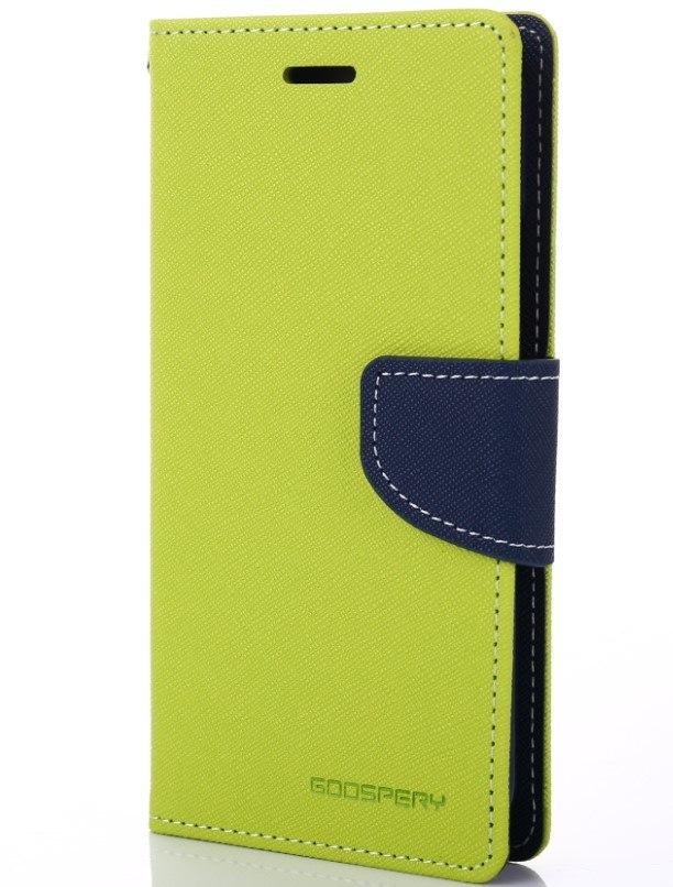 Telefoonhoesje geschikt voor Apple iPhone 13 Pro Max - Mercury Fancy Diary Wallet Case - Hoesje met Pasjeshouder - Lime Groen/Blauw afbeelding