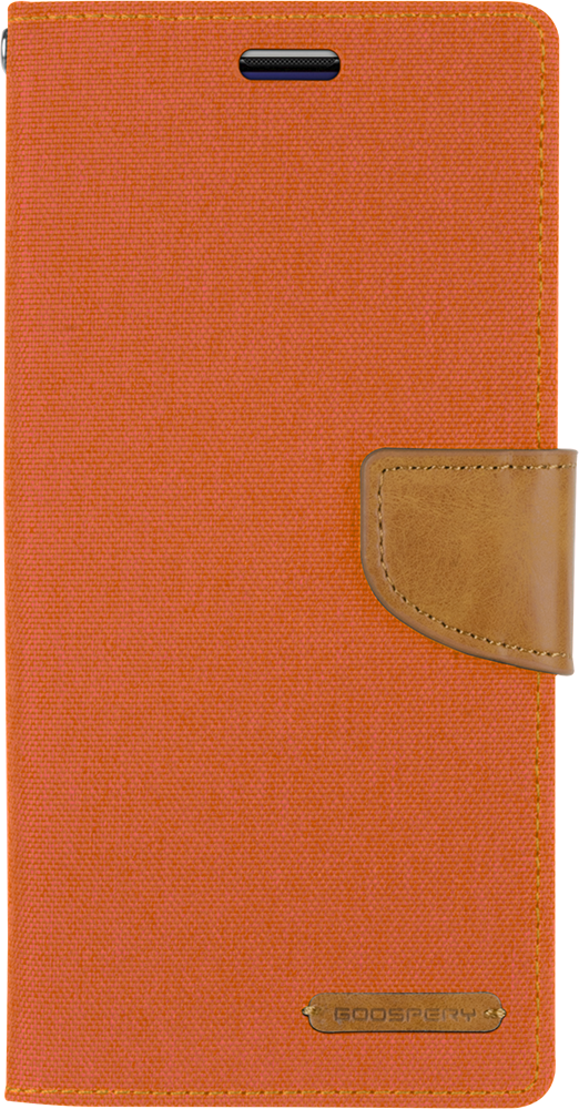 Telefoonhoesje geschikt voor iPhone 13 Pro - Mercury Canvas Diary Wallet Case - Hoesje met Pasjeshouder -Oranje afbeelding