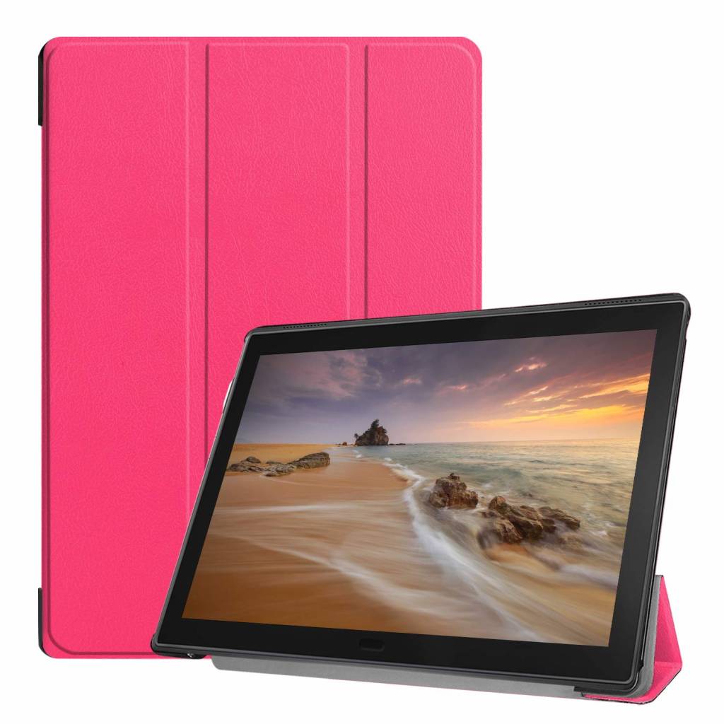 Tablet hoes geschikt voor Lenovo Tab E10 hoes - Tri-Fold Book Case - Magenta - (TB-X104f) afbeelding
