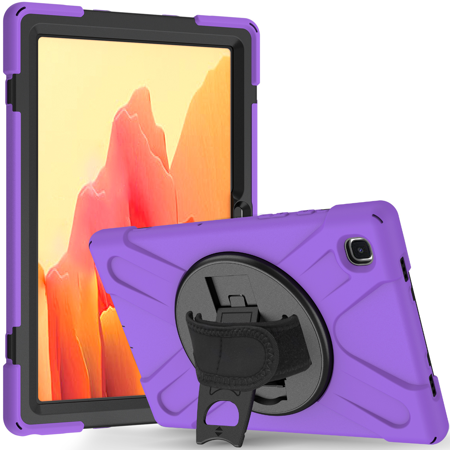Tablet Hoes geschikt voor Samsung Galaxy Tab A7 (2020) - 10.4 inch - Hand Strap Armor Case - Paars afbeelding
