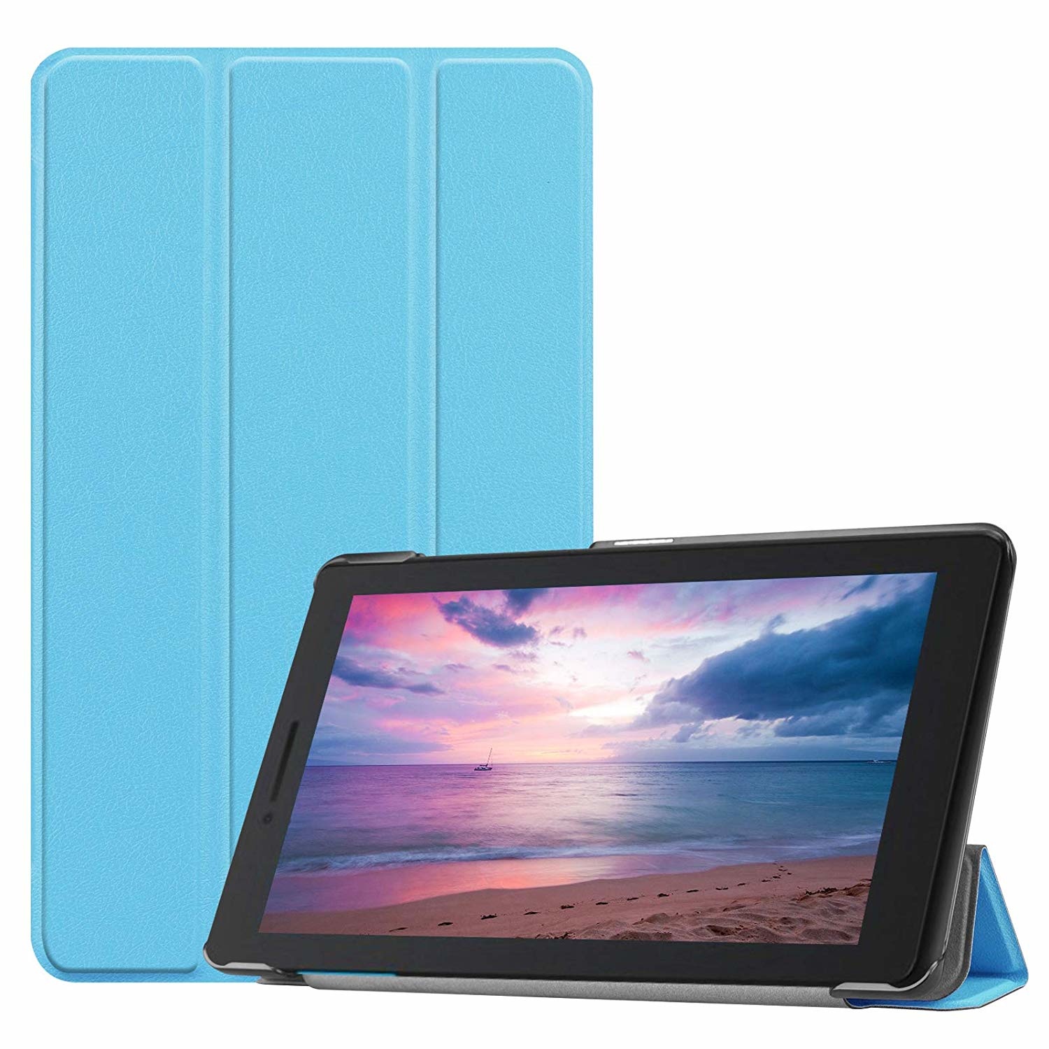 Tablet hoes geschikt voor Lenovo Tab E8 hoes (TB-8304F) - Tri-Fold Book Case - Licht Blauw afbeelding