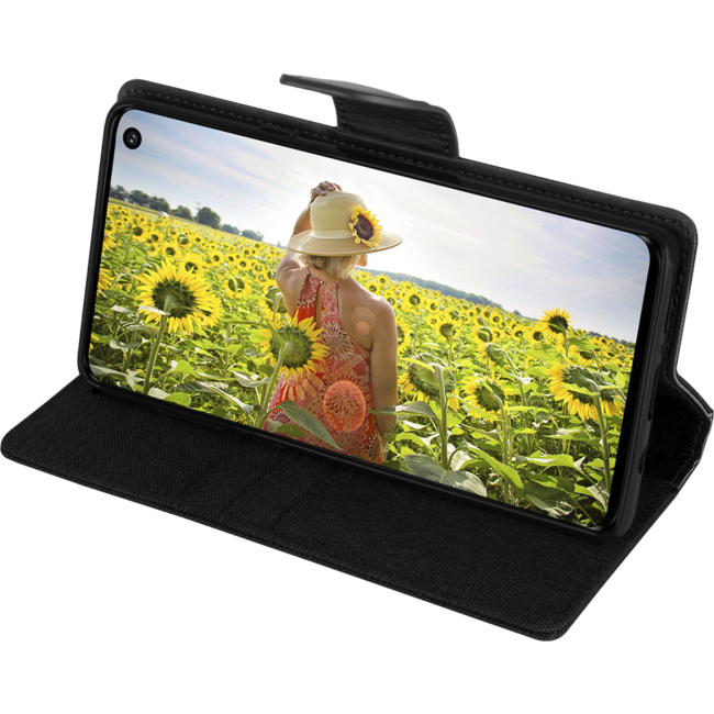 Hoesje geschikt voor Samsung Galaxy A72 5G -Mercury Canvas Diary Wallet Case - Hoesje met Pasjeshouder - Zwart