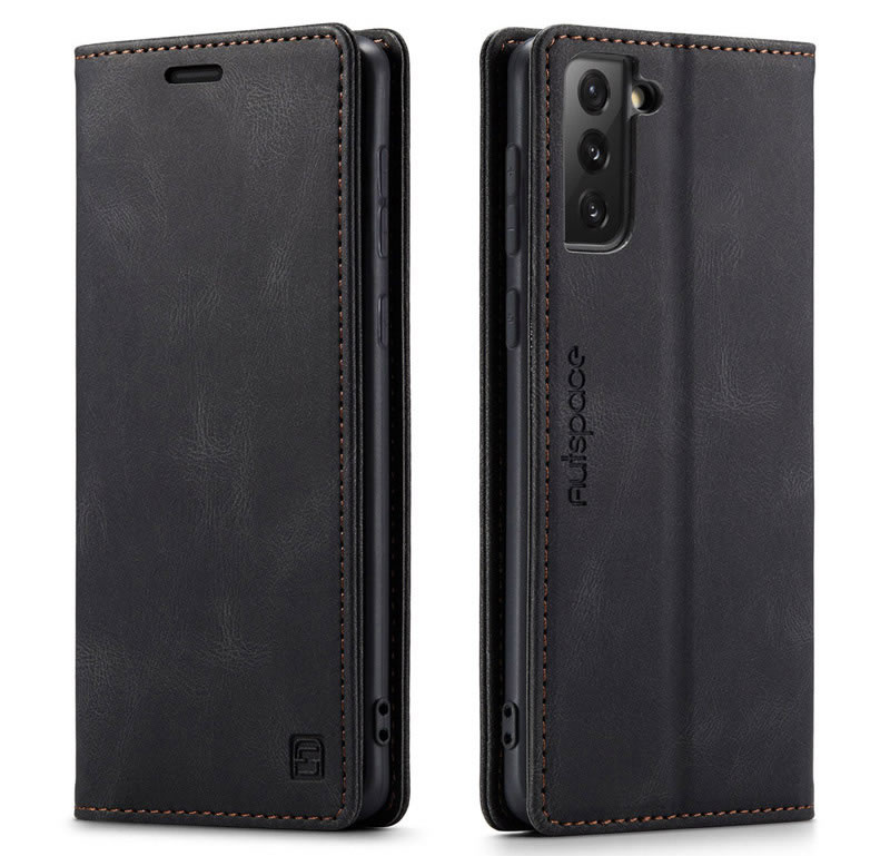 autspace - Hoesje geschikt voor Samsung Galaxy S21 Plus - wallet book case - magneetsluiting - met rfid bescherming - zwart afbeelding