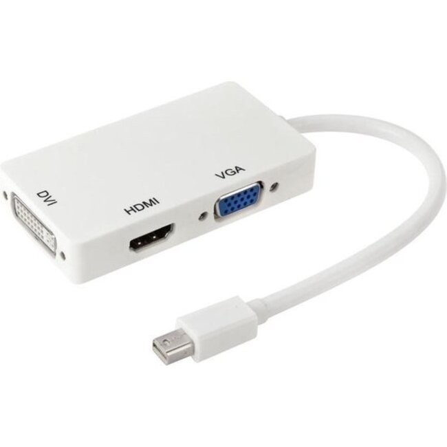 Mini displayport naar HDMI/DVI/VGA adapter - Wit
