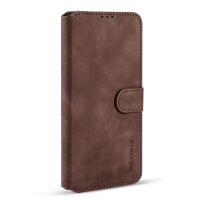 caseme - Hoesje geschikt voor Samsung Galaxy S20 - met magnetische sluiting - ming serie - leren book case - donker bruin afbeelding